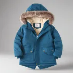 CozyTrend– Elegant&Warm– Parka Winterjas met Bontkraag Blauw / 150 (11–12 jaar) | Educatief Speelgoed