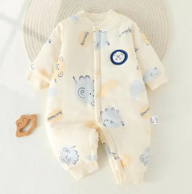 image_285_1740878372763-94817479-86524285-4369818_1 Mini Fashion™ - Comfi&Trendy - Jumpsuit Pyjama Wit - Olifant / 66 (3-6 maanden) | Educatief Speelgoed - Afbeelding 1