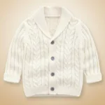 CozyCub– Comfortabel&Modieus– Gebreide Kinder Cardigan Sweater Ivoorwit / 100 (18-24 maanden) | Educatief Speelgoed