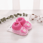 Mini Fashion– Gebreide Baby Sloffen (3-6 maanden) Pink Butterfly | Educatief Speelgoed