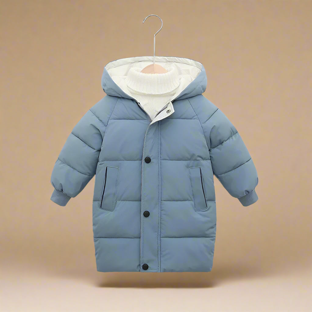 CuddleCoat– Knus&Beschermend– Katoenen Winterjas Blauw / 100 (3 jaar / 57 cm / 76 cm) | Educatief Speelgoed