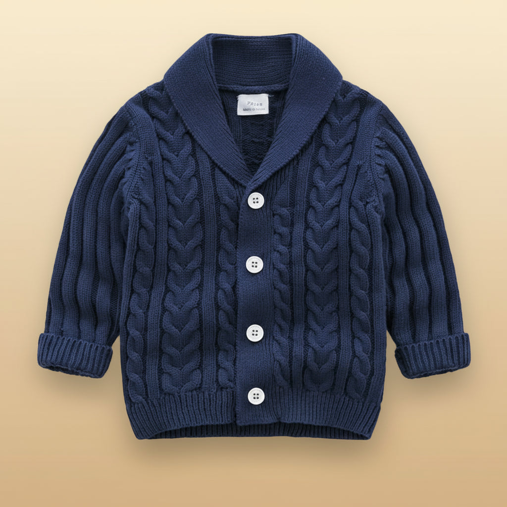image_921_1760090875258-10496434-99425491-11492320_1 CozyCub– Comfortabel&Modieus– Gebreide Kinder Cardigan Sweater Marineblauw / 66 (0-3 maanden) | Educatief Speelgoed - Afbeelding 1