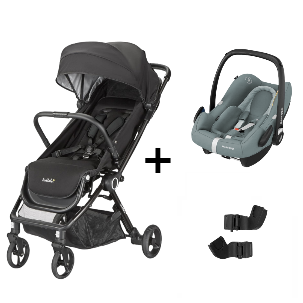 Maxi-Taxi Larktale Autofold Byron Black met Maxi-Cosi Rock Essential Grey&Adapterset Maxi-Taxi Larktale Autofold Byron Black met Maxi-Cosi Rock Essential Grey&Adapterset - Afbeelding 1