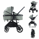 Kinderwagen Novi Baby® Jaxx V2 3-in-1 Green Melange met Autostoel