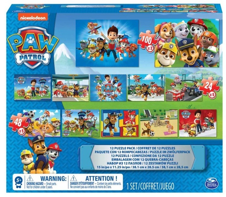 Paw Patrol - Set met 12 puzzels (5x 24 Paw Patrol - Set met 12 puzzels (5x 24, 5x 48, 2x 100) - Spin Master Legpuzzel - Afbeelding 1
