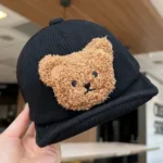 Mini Fashion - Stoer&Schattig - Corduroy Kinderpet Beertje 0-2 jaar / Zwart | Educatief Speelgoed