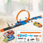 Double Race Track™ - Creatief&Leuk - Looping Racebaan Oranje - Sportauto / Enkel | Educatief Speelgoed