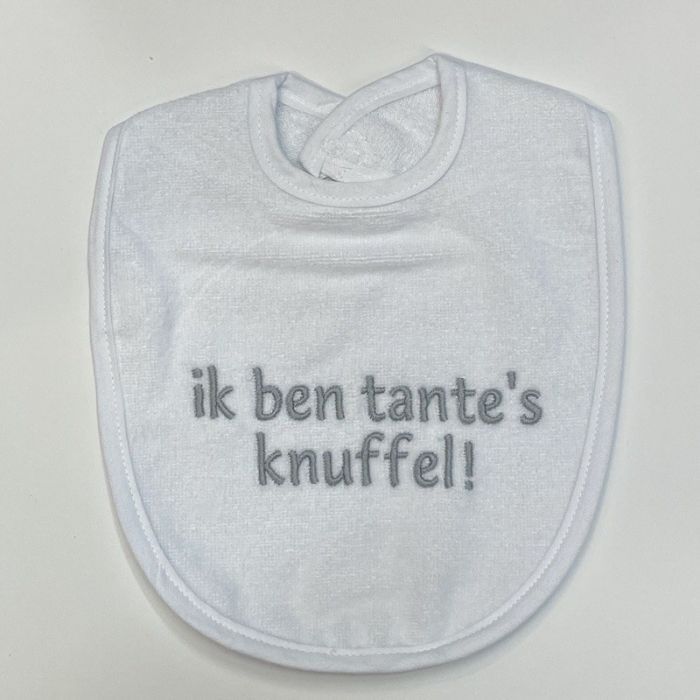 Slabbetje Petit Villain Ik Ben Tante's Knuffel WIt/Grijs