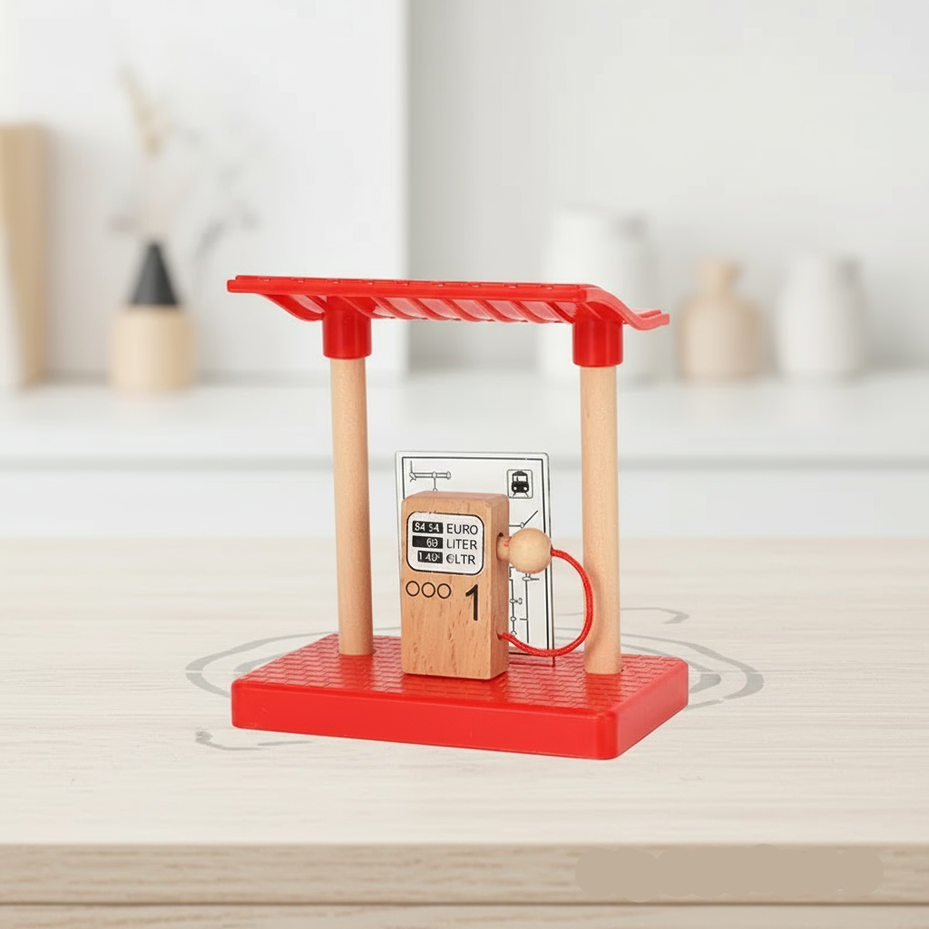 10_163fd83f-c10c-4e9b-8480-0bdda9b7e398 Woods– Stijlvol&Educatief– Houten Openbaar Vervoer Speelset Assemblagestation | Educatief Speelgoed - Afbeelding 1