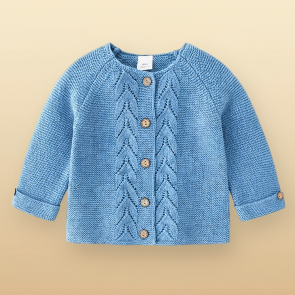 10_8b076f49-bedc-45af-95da-29e8f98efcad CozyCub– Comfortabel&Modieus– Gebreide Kinder Cardigan Sweater Blauw / 73 (3-6 maanden) | Educatief Speelgoed - Afbeelding 1