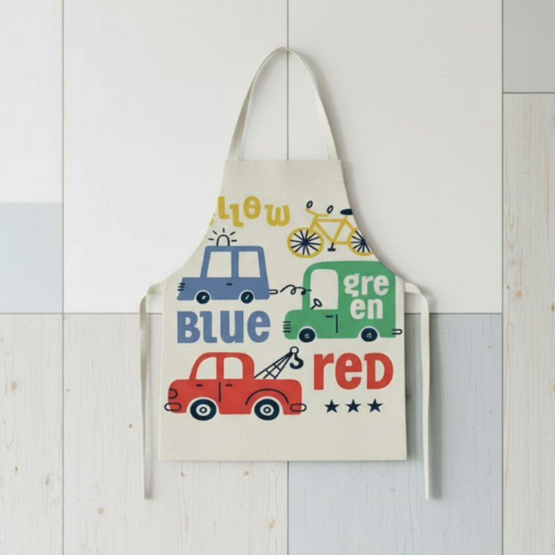 10_b2da84b8-75fb-4090-be0b-5bb9f4d199d3 MiniChef™ – Speels&Vlekwerend– Kinder Schort M (5-8 jaar) / Kleur Auto's | Educatief Speelgoed - Afbeelding 1