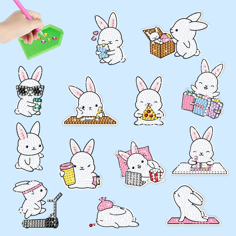 11_1fb98abe-5040-432f-9e34-bf40745cdc29 GemArt– Schattig&Glanzend– Diamant Painting Stickers Bunny B | Educatief Speelgoed - Afbeelding 1