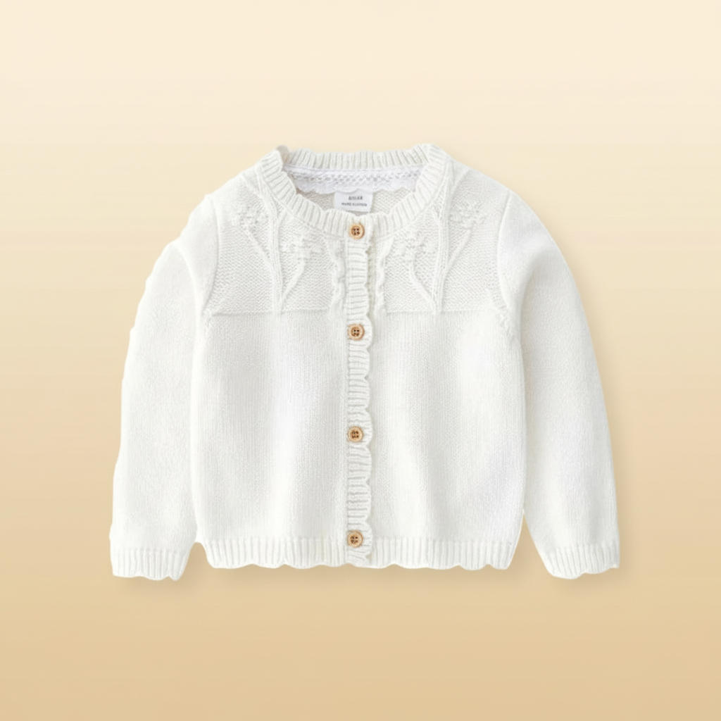11_c4271ae4-c0d9-41b0-9b09-f051a8cc500b CozyCub– Comfortabel&Modieus– Gebreide Kinder Cardigan Sweater Sneeuwwit / 110 (2-3 jaar) | Educatief Speelgoed - Afbeelding 1