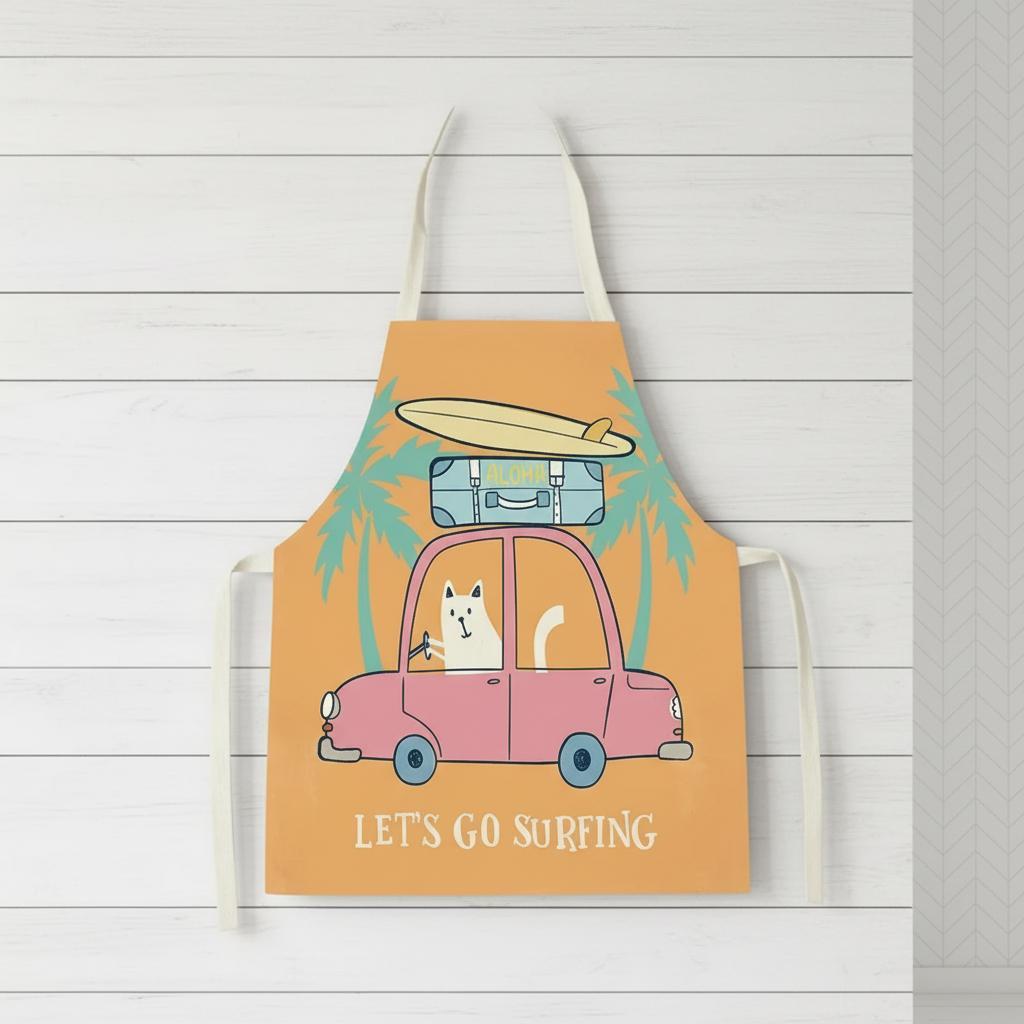12_0de094df-fabf-4d86-9c35-49e5d9c3dce7 MiniChef™ – Speels&Vlekwerend– Kinder Schort M (5-8 jaar) / Surfen op de auto | Educatief Speelgoed - Afbeelding 1