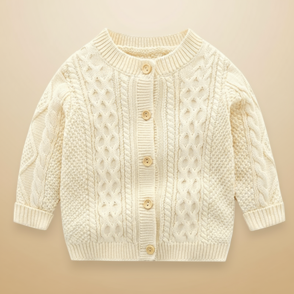 13_a289193c-da03-4de0-bfaa-292abcfedc01 CozyCub– Comfortabel&Modieus– Gebreide Kinder Cardigan Sweater Crème / 73 (3-6 maanden) | Educatief Speelgoed - Afbeelding 1
