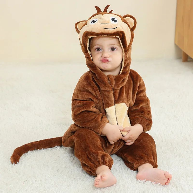 15_1 Mini Fashion™ – Dieren Dromenland – Kinder Dieren Onesie Aap / 120 (30-36 maanden) | Educatief Speelgoed - Afbeelding 1