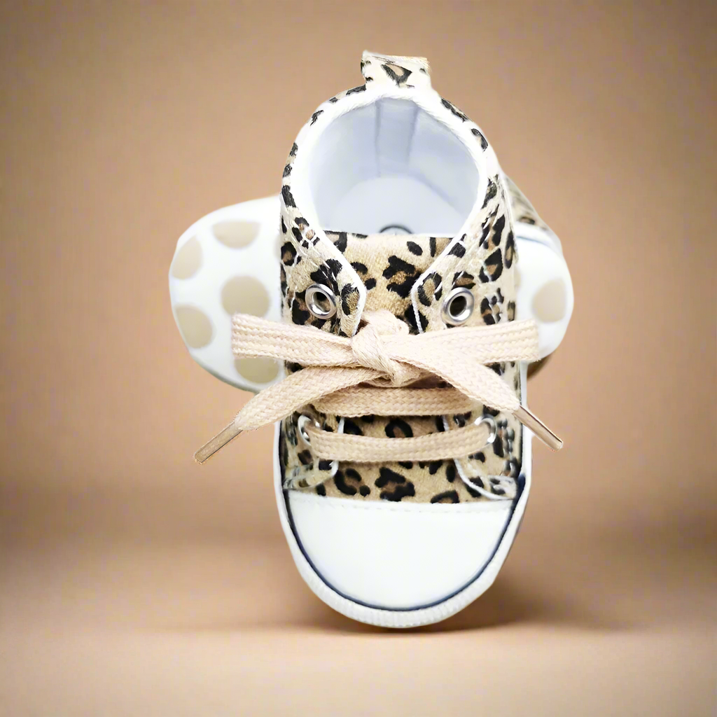 15_127a8334-3ceb-4d96-86d5-27260ad04392 BabyStride– Ademend&Flexibel–'Eerste stapjes'Sneakers Beige Leopard / 12 ( 6–12 maanden) | Educatief Speelgoed - Afbeelding 1
