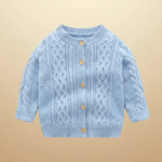CozyCub– Comfortabel&Modieus– Gebreide Kinder Cardigan Sweater Hemelsblauw / 100 (18-24 maanden) | Educatief Speelgoed