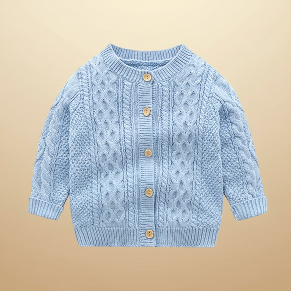 15_42417a91-a33f-4407-bc6a-42df9bf612c3 CozyCub– Comfortabel&Modieus– Gebreide Kinder Cardigan Sweater Hemelsblauw / 100 (18-24 maanden) | Educatief Speelgoed - Afbeelding 1