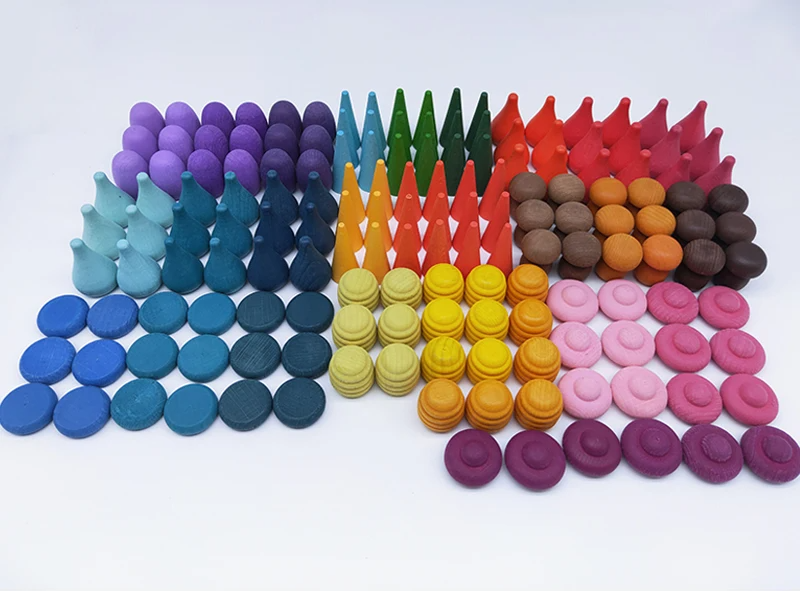 162pcs_in_bag Rainbow Blocks™ – Creatief Kleurenplezier – Houten Kleuren Speelset 162 stuks | Educatief Speelgoed - Afbeelding 1