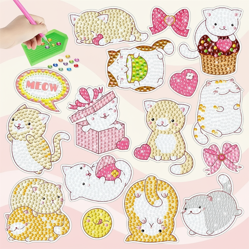 16_b2418a73-b25c-47d2-b6f2-4df33c658b14 GemArt– Schattig&Glanzend– Diamant Painting Stickers Katten A | Educatief Speelgoed - Afbeelding 1