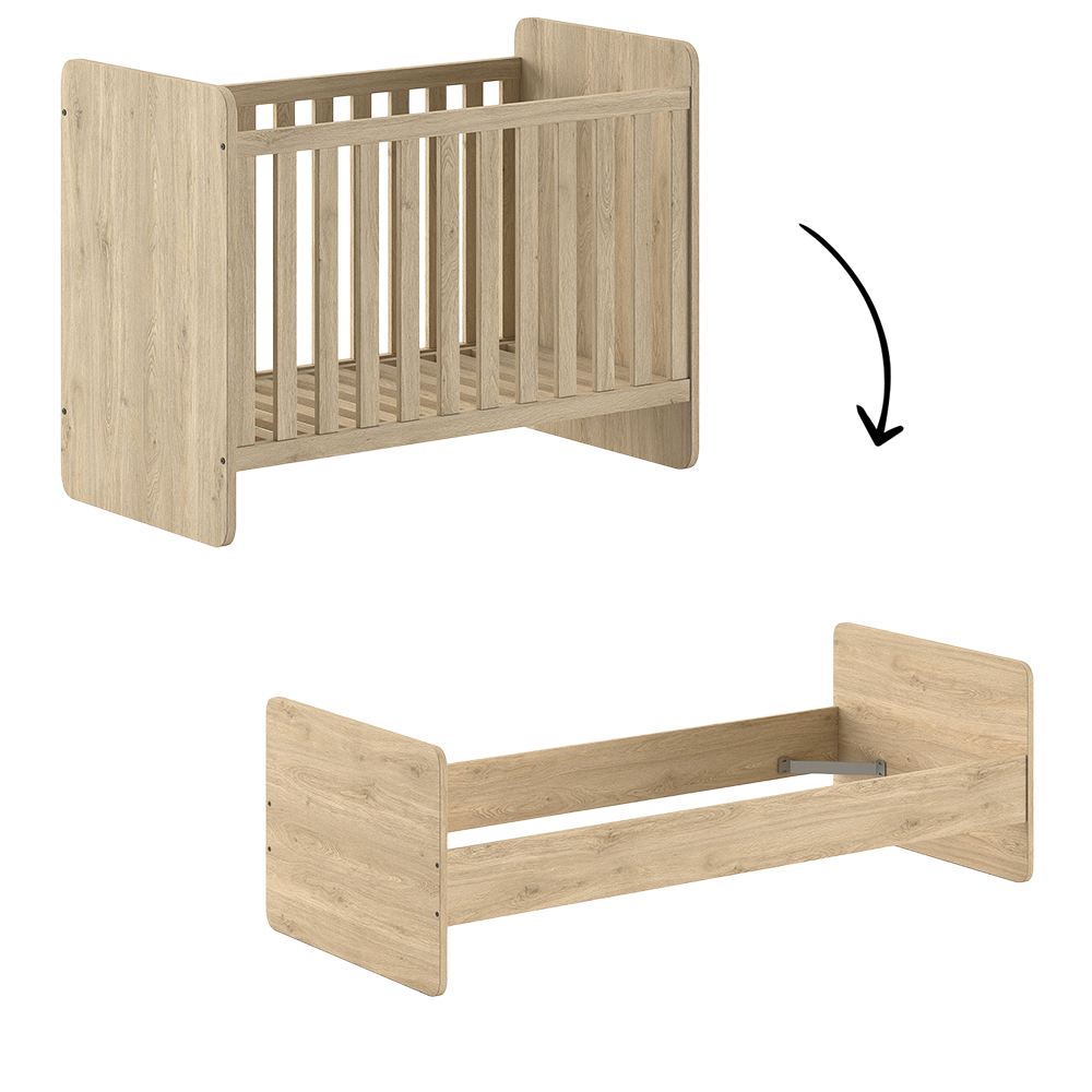 Meegroei Ledikant Jaxx Sam Eik 60x120 Meegroei Ledikant Jaxx Sam Eik 60x120 - Afbeelding 1