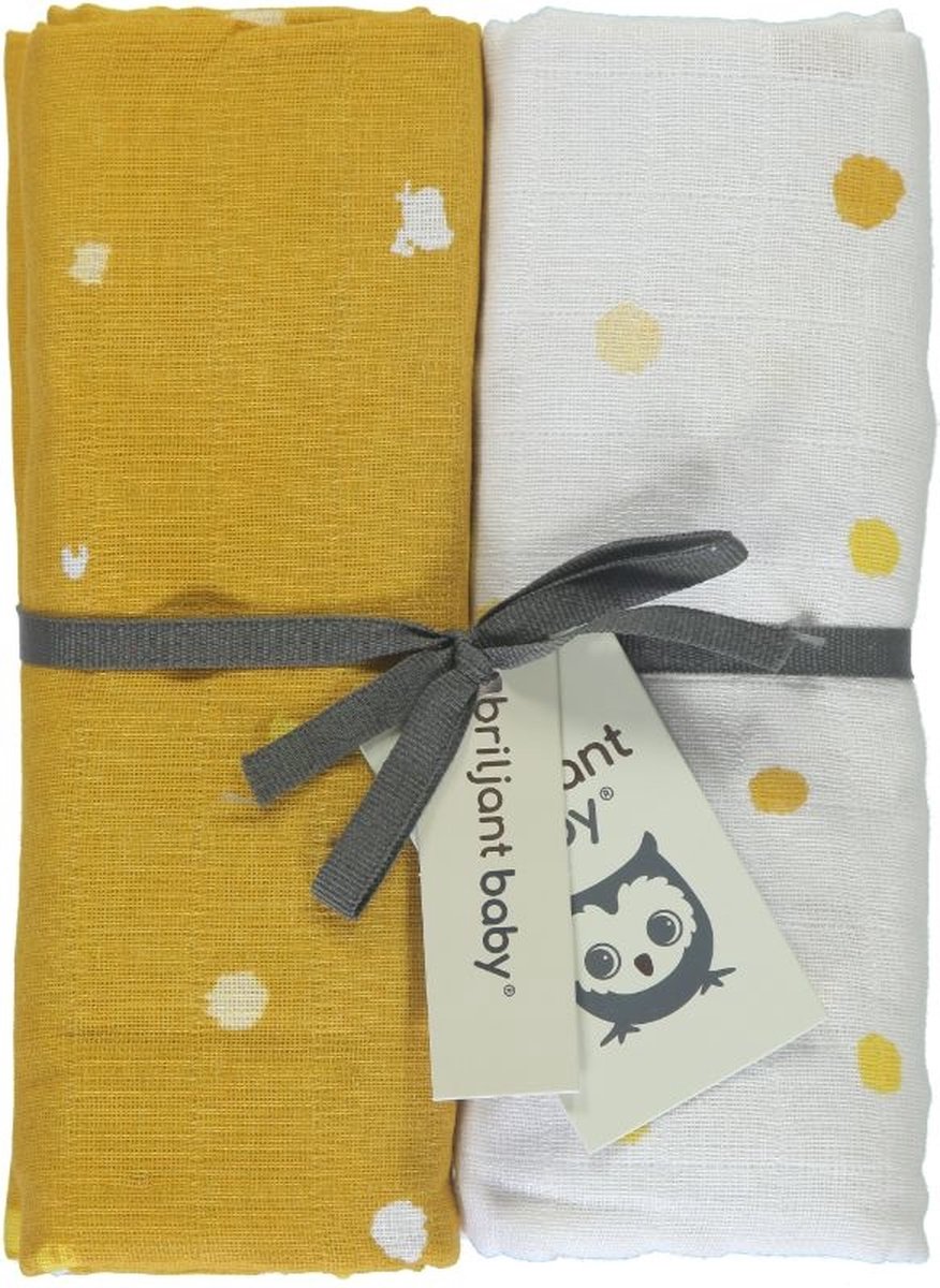 Multidoek Briljant Baby Hydrofiel 120x120 Sunny Oker 2st Multidoek Briljant Baby Hydrofiel 120x120 Sunny Oker 2st - Afbeelding 1