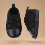 BabyStride– Ademend&Flexibel–'Eerste stapjes'Sneakers Zwart leer / 12 ( 6–12 maanden) | Educatief Speelgoed