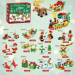 HolidayBlocks– Vrolijk&Decoratief– Kerst Mini Bouwstenen Arrenslee&Trein (12 in 1) | Educatief Speelgoed