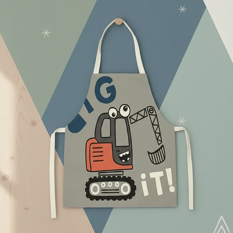 1_1a4513a7-dec3-413c-b4a8-aedf68607fb7 MiniChef™ – Speels&Vlekwerend– Kinder Schort S (2-5 jaar) / Graafmachine | Educatief Speelgoed - Afbeelding 1