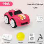 TinyRacer– Tekenplezier&Slim Rijden– Autonome Cartoon Auto Roze | Educatief Speelgoed