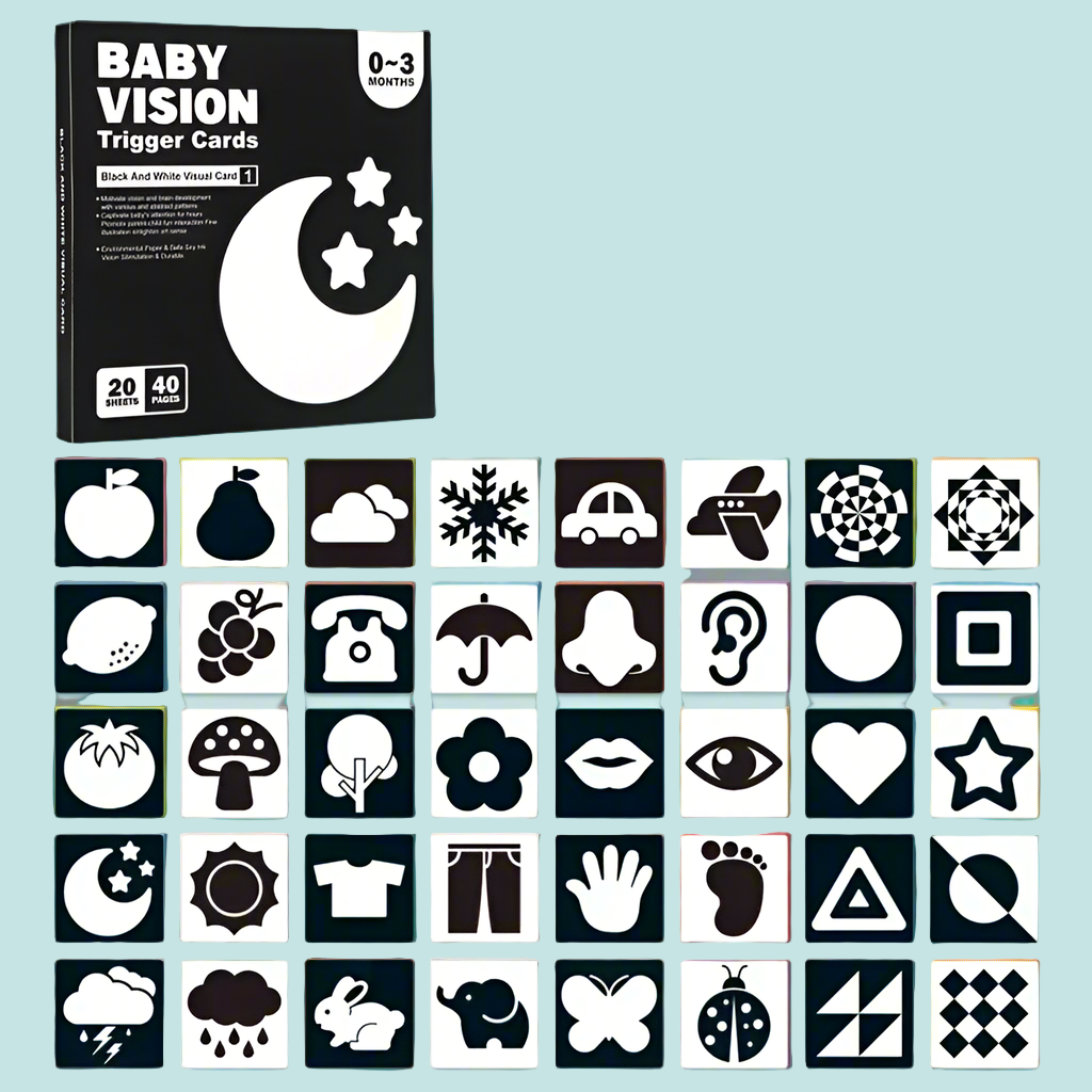1_6b40a1de-e8d0-4002-927b-e10fe9cf7f66 VisionBook– Educatief&Leerzaam– Baby Cognitie Kaartenboek 0-3 maanden | Educatief Speelgoed - Afbeelding 1