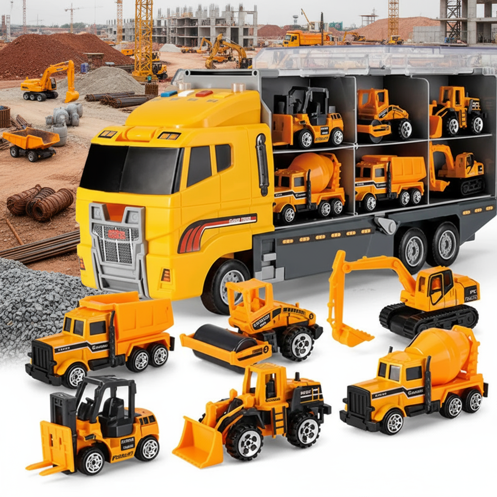 1_92407d12-7ec0-4412-9e10-b495a9499789 MegaMover– Realistisch&Leuk– Container Truck Bouwmachinevoertuig | Educatief Speelgoed - Afbeelding 1