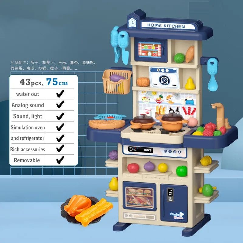 1_92bac88f-19b7-4688-af71-c4dd5278b44c Little Chef - Kookpret in Miniatuur - Keuken Speel Set Blauw | Educatief Speelgoed - Afbeelding 1