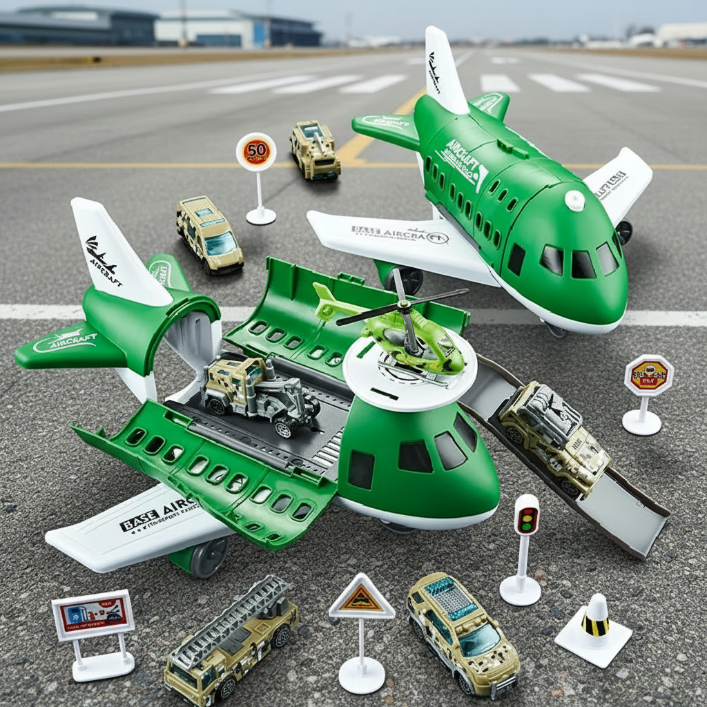1_f0c345b5-b1bf-4b90-a9a9-62f4dd3df897 MiniAirBase– Interactief&Educatief– Vliegveld Speelset Met Voertuigen Groen | Educatief Speelgoed - Afbeelding 1