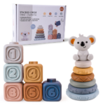 Koala Cubes™ - Tandvriendelijke toren - Bijtring speelgoed Set van 12 + Gratis Koala | Educatief Speelgoed