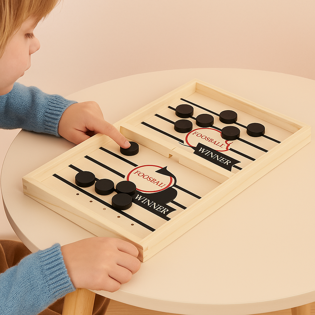 20250428_1255_ScandinavianStyleBoardGame_remix_01jsy0hrk7efm81b4zd16g5b3g_1 Foosball™ - Gemakkelijk Op Te Zetten - Houten bordspel Groot | Educatief Speelgoed - Afbeelding 1