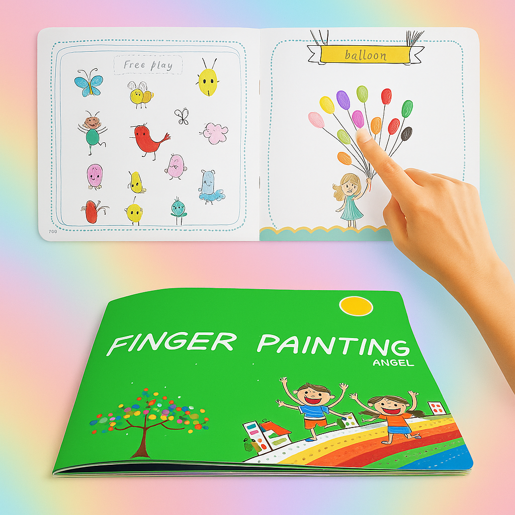 20250429_1246_Finger_Painting_Book_remix_01jt0jdp80f9rr412dkkr5p9d9 Paint Wheel™ - Urenlang creatief zijn - Verfset Boek (t.w.v. €14.95) | Educatief Speelgoed - Afbeelding 1