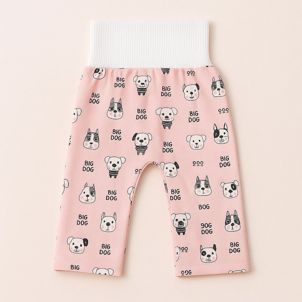 20250507_1142_Pastel_Dog_Pants_remix_01jtn1xva6fv3ahjm8s1v6py21 Baby Training Pants™ - Zindelijkheidstraining met een twist - Oefenbroek Broekje / Roze hondjes / M (0-3 jaar) | Educatief Speelgoed - Afbeelding 1