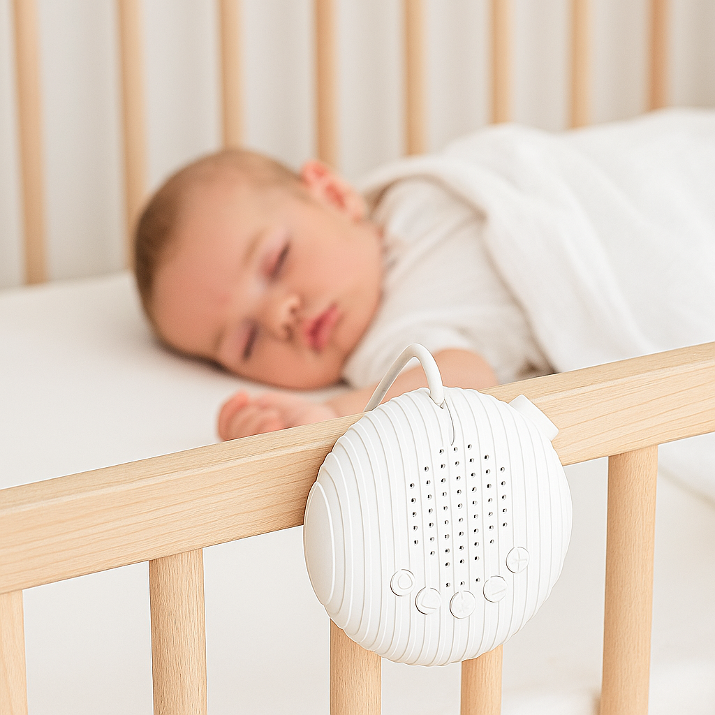 20250725_1044_Baby_Rust_Slaapgeluiden_remix_01k10c09t7fdfv65477x9xn1z1 SleepEase– Rust&Reistijd– White Noise Geluidsmachine voor Baby's | Educatief Speelgoed - Afbeelding 1