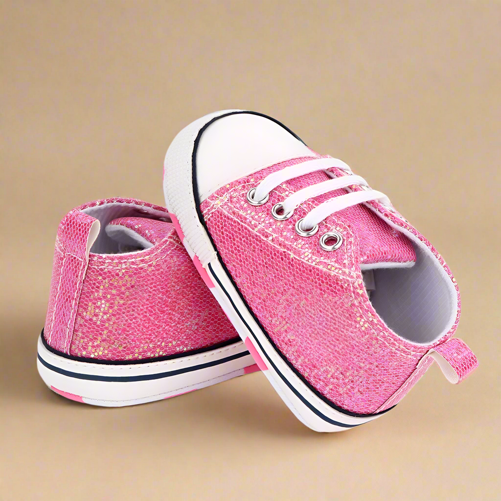 21_b9730af9-7495-4a01-a500-4ecd0e6ea151 BabyStride– Ademend&Flexibel–'Eerste stapjes'Sneakers Roze Glitter / 12 ( 6–12 maanden) | Educatief Speelgoed - Afbeelding 1