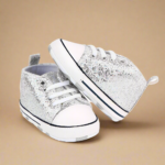 BabyStride– Ademend&Flexibel–'Eerste stapjes'Sneakers Glitter Zilver / 11 (0–6 maanden) | Educatief Speelgoed