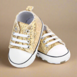 BabyStride– Ademend&Flexibel–'Eerste stapjes'Sneakers Goud Glitter / 13 (12–18 maanden) | Educatief Speelgoed