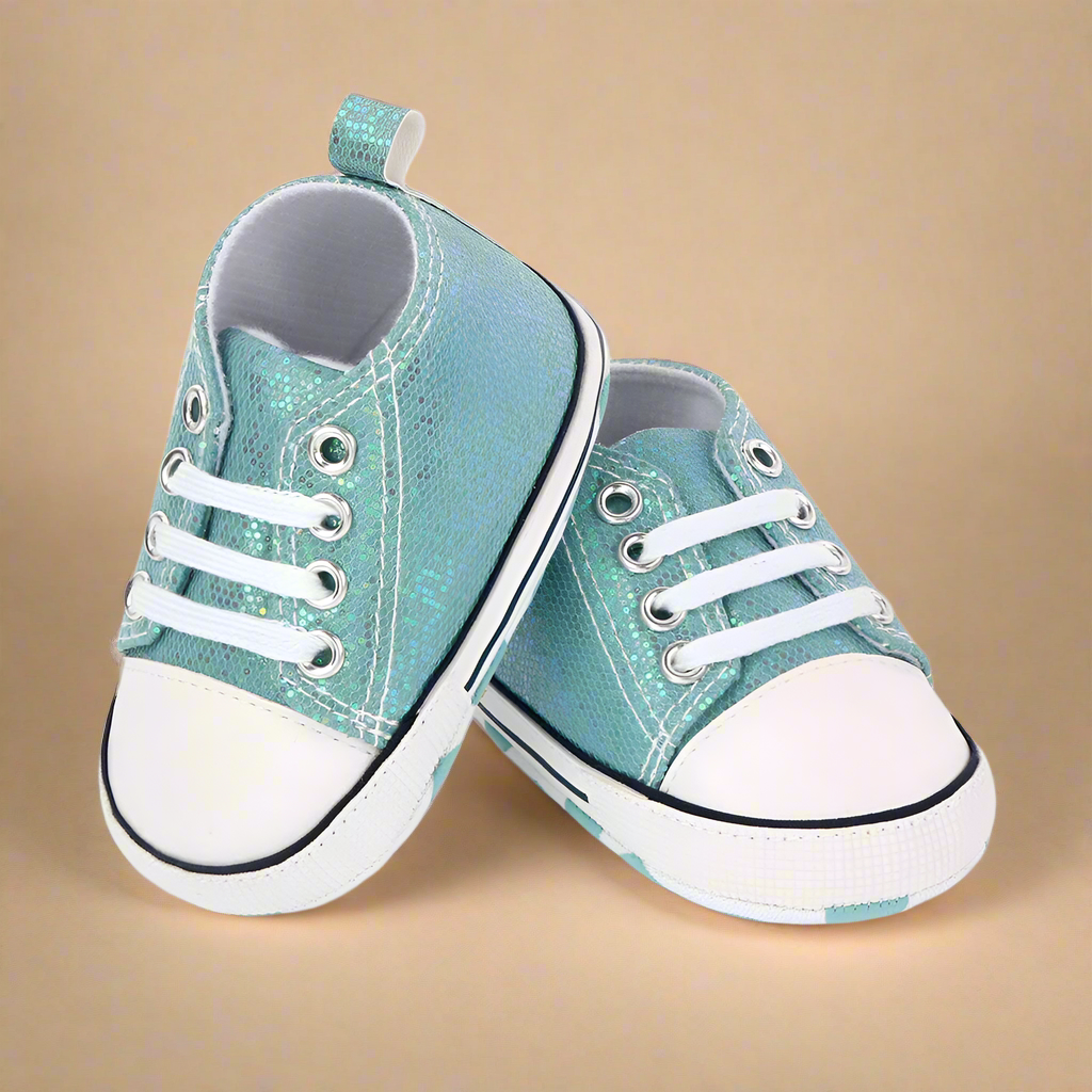 24_f9afea13-ddf1-40a4-957d-3a049ae6072f BabyStride– Ademend&Flexibel–'Eerste stapjes'Sneakers Glitter Mintgroen / 12 ( 6–12 maanden) | Educatief Speelgoed - Afbeelding 1