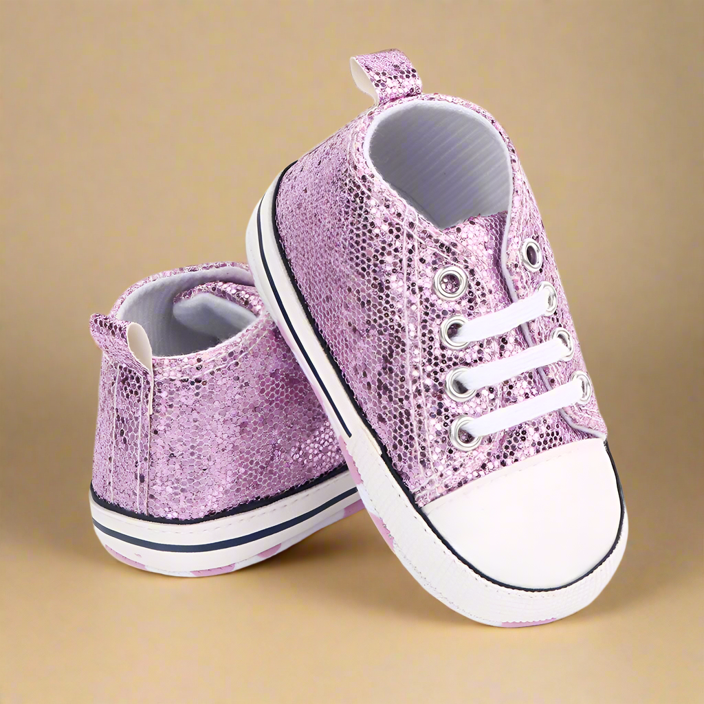 26 BabyStride– Ademend&Flexibel–'Eerste stapjes'Sneakers Paars glitter / 11 (0–6 maanden) | Educatief Speelgoed - Afbeelding 1