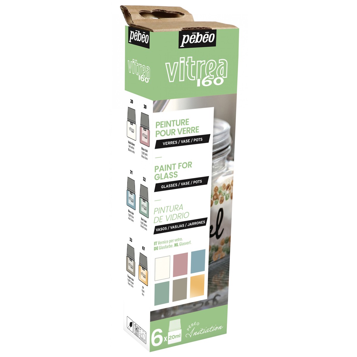 Glasverf - 20 ml - glans - 6 stuks - pastel Glasverf - 20 ml - glans - 6 stuks - pastel - Afbeelding 1