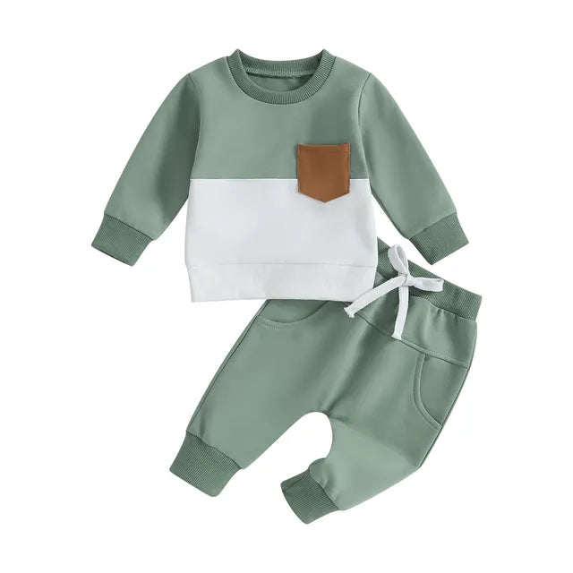 2PCS-Winter-Baby-Tracksuit-For-Toddler-Boys-Outfits-Contrast-Color-Long-Sleeve-Sweatshirts-Tops-Long-Pants.jpg_640x640_700465c5-34b0-462f-a4e1-9bb1b6d25b16 Mini Fashion™ - Peuter Trainingspak Katoen Groen / 80 (9-18 maanden) | Educatief Speelgoed - Afbeelding 1
