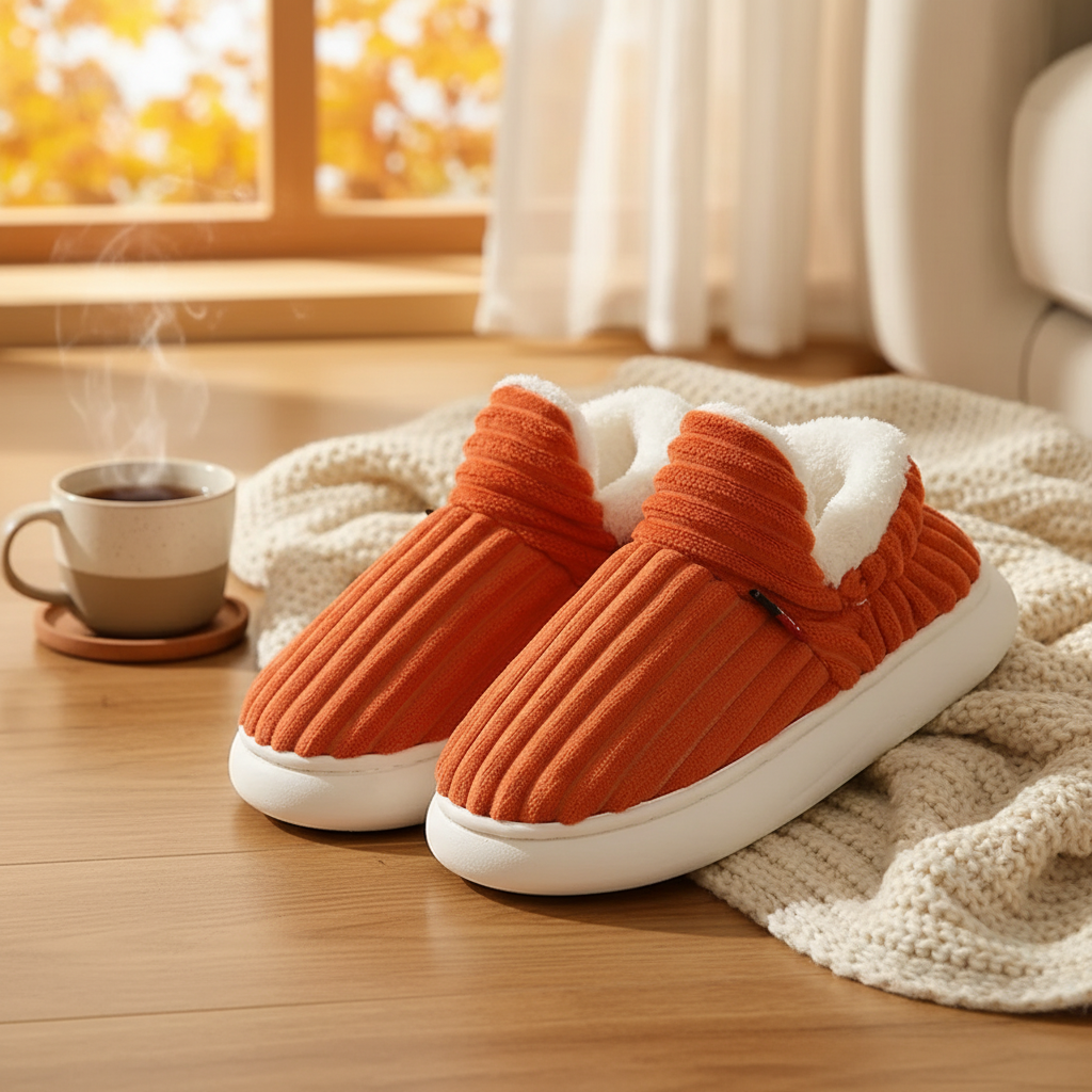2_084b49d0-72fc-4171-ae39-3fa971476ee2 WarmNest– Knuffelzacht&Warm– Anti-Slip Pantoffels Oranje / 22/23 (12–18 Maanden) | Educatief Speelgoed - Afbeelding 1