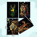 GlowArt– Glow-in-the-dark – Kraskaarten Set Dier A | Educatief Speelgoed