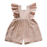 Mini Fashion™ - Zomers&Schattig - Kinder Jumpsuit Meisjes Lichtbruin / 73 (6-9 maanden) | Educatief Speelgoed
